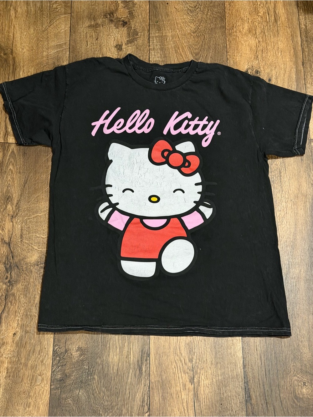 Sanrio Hello Kitty Black Tee with Pink and Red Graphic